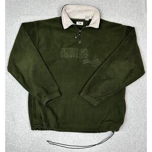 Vintage Perry Ellis America Mens 2XL Green Fleece Quarter Zip Pullover 90s